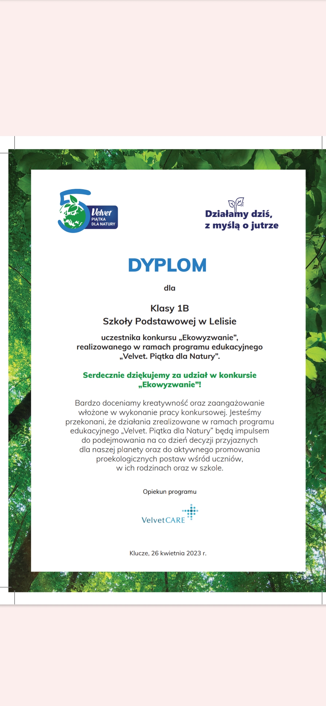 Dyplom_za_udział_w_projekcie_edukacyjnym_Velvet_-_piątka_dla_natury-