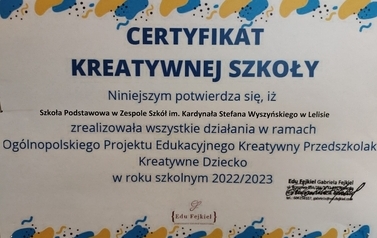 Certyfikat Kreatywnej Szkoły