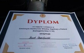 Dyplom dla Pawła za zajęcie I miejsca w konkursie