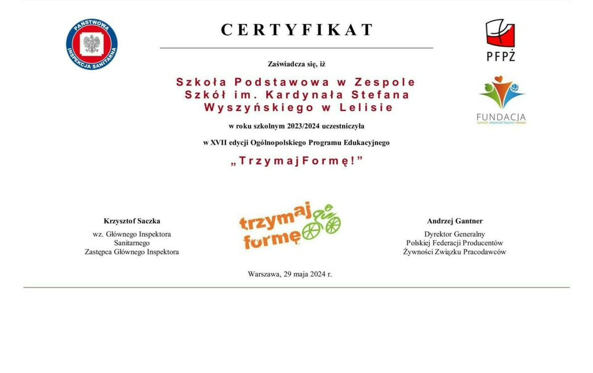 Zdjęcie do XVII edycja Og&oacute;lnopolskiego Programu Edukacyjnego &rdquo;Trzymaj formę!&rdquo;