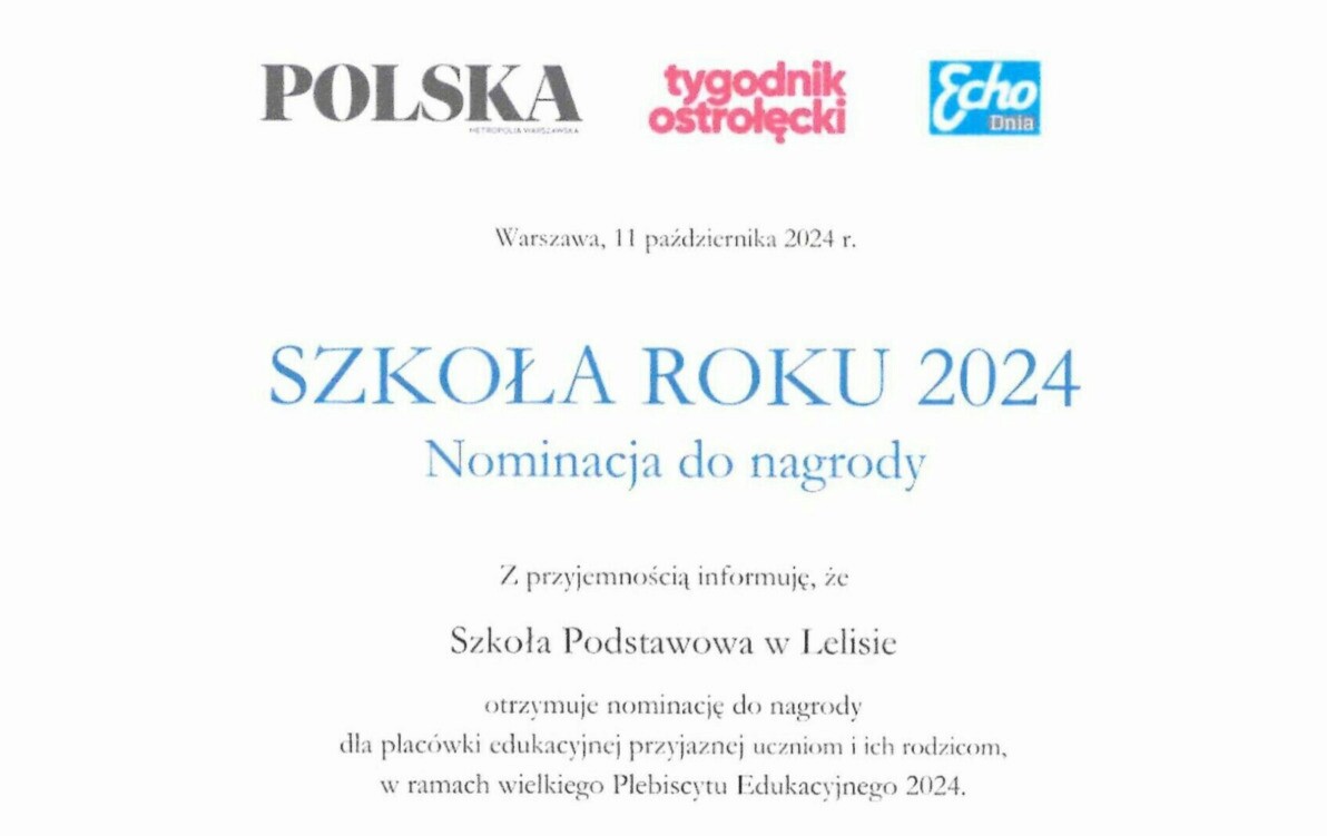 Zdjęcie do Nominacja do nagrody Szkoła Roku 2024 